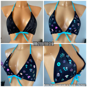 Premade - Reflective shrooms bikini top - L
